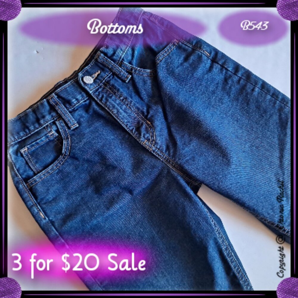 Blue Medium Wash Adjustable Waist High-Rise Slouchy Straight Jeans